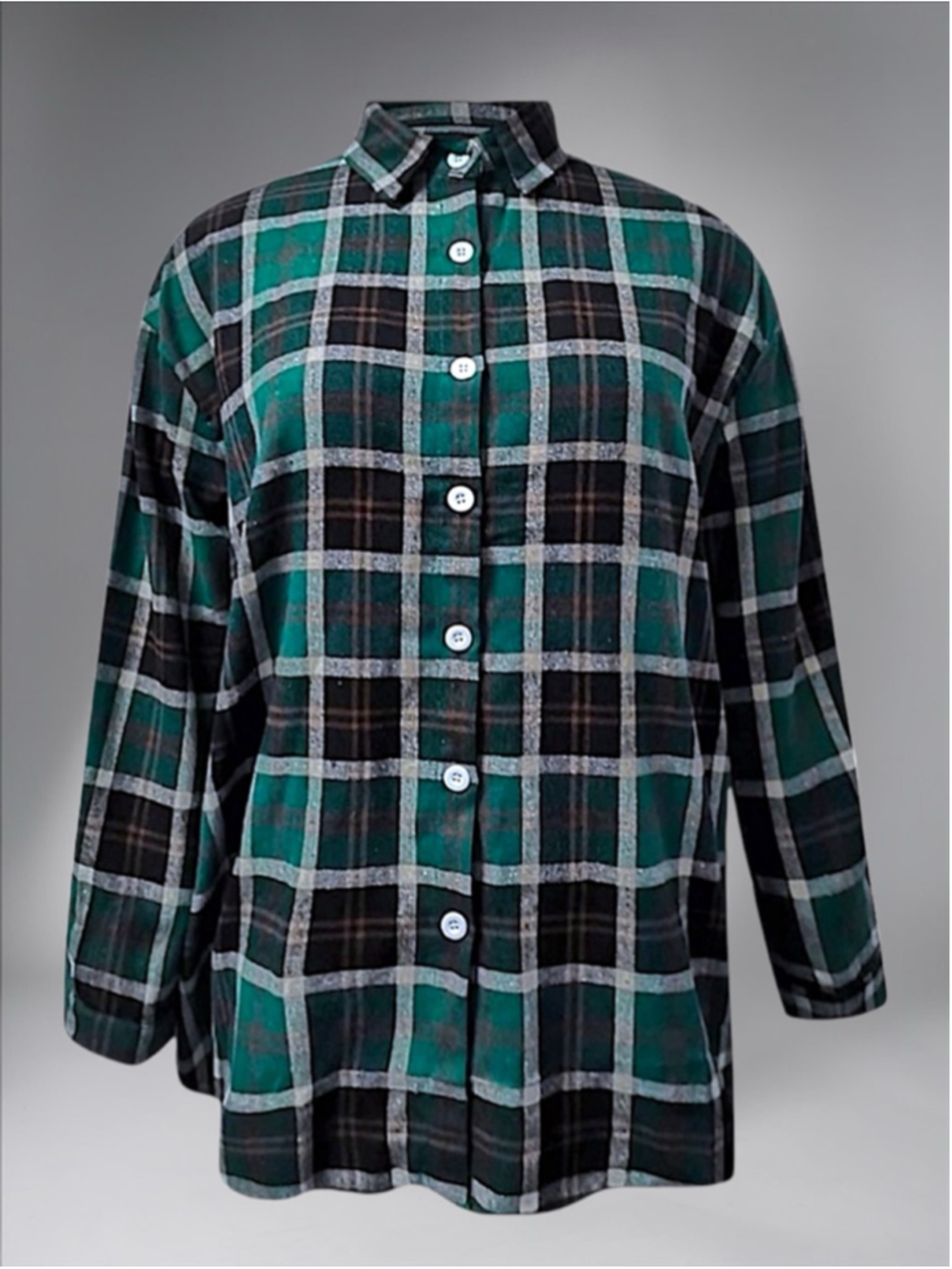 Women’s Green Plaid Boyfriend Flannel Button-Down Shirt – Size Small - Picture 12 of 14